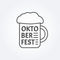 Beer mug icon. Pint of beer with foam. Oktoberfest logo. Vector illustration. Royalty Free Stock Photo